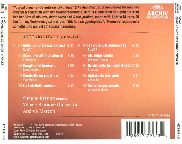 Vivaldi*, Simone Kermes, Venice Baroque Orchestra, Andrea Marcon : Viva! (CD, Album)