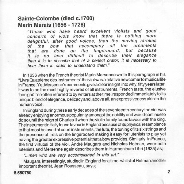 Marin Marais, Sainte-Colombe*, Spectre De La Rose : The Greatest Masterworks = Les Plus Grands Chefs-D&#39;oeuvre (CD, Album, RP)