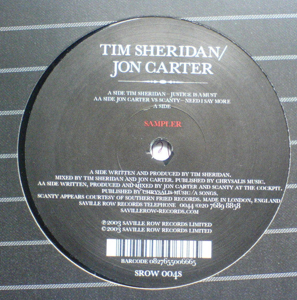 Tim Sheridan / Jon Carter vs. Scanty : Saville Row Sampler (12&quot;)