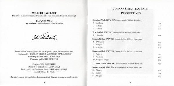 Johann Sebastian Bach - Wilbert Hazelzet, Jacques Ogg : Perspectives (Trio Sonatas BWV 525-528, 583, 587) (CD, Album, Dig)