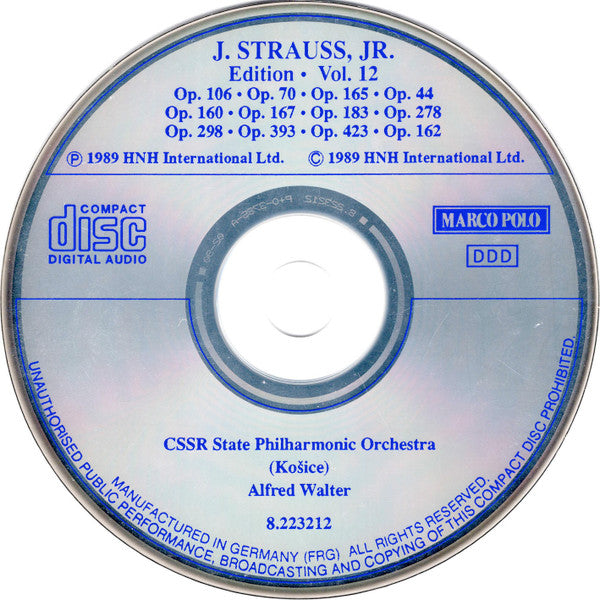J. Strauss, Jr.*, CSSR State Philharmonic Orchestra (Košice)*, Alfred Walter : J. Strauss, Jr.:  Edition • Vol. 12 (CD, Album)