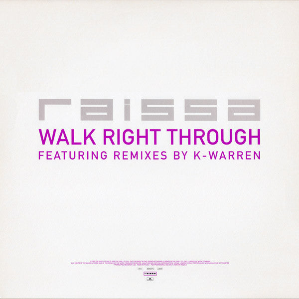 Raissa : Walk Right Through (12&quot;, Promo)