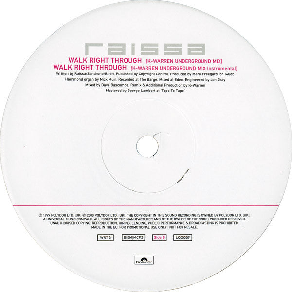 Raissa : Walk Right Through (12&quot;, Promo)