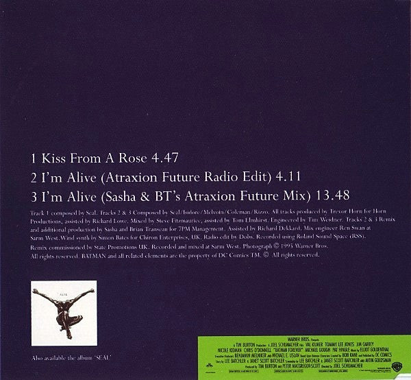 Seal : Kiss From A Rose (Love Theme From Batman™ Forever) / I&#39;m Alive (Sasha &amp; B.T. Remix) (CD, Single)