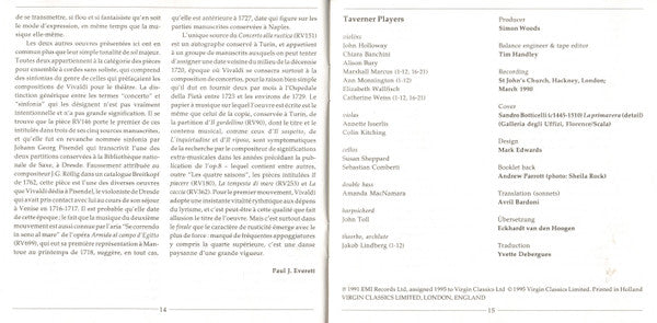 Vivaldi* - Taverner Players, Andrew Parrott : Le Quattro Stagioni (CD, Album)