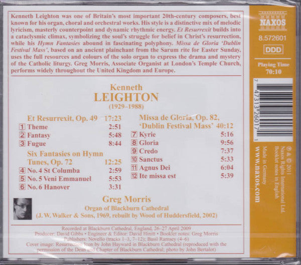 Kenneth Leighton : Organ Music - Missa de Gloria / Et Resurrexit / Hymn Fantasies (CD, Album)