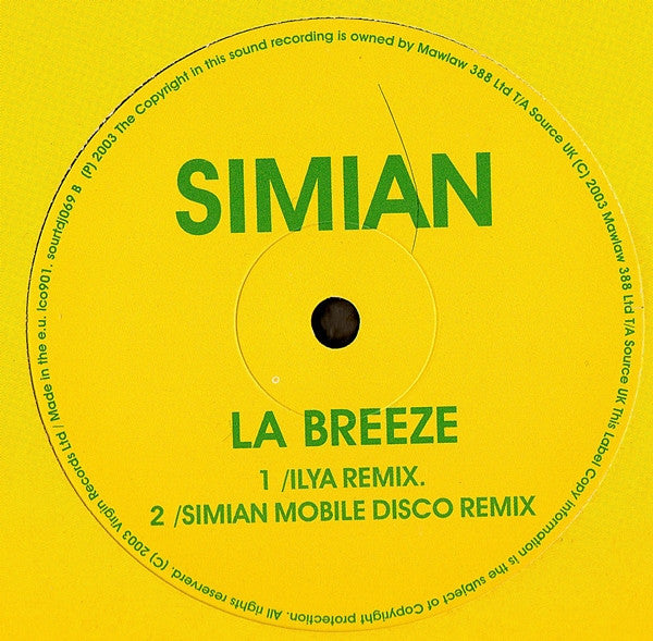 Simian : La Breeze (12&quot;, Promo)