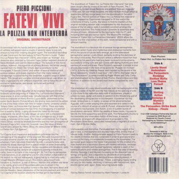 Piero Piccioni : Fatevi Vivi La Polizia Non Interverrà (LP)