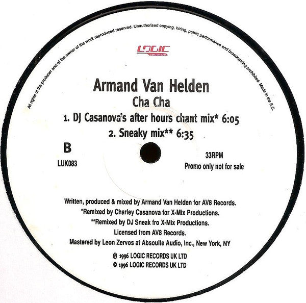Armand Van Helden : Cha Cha (12&quot;, Promo)