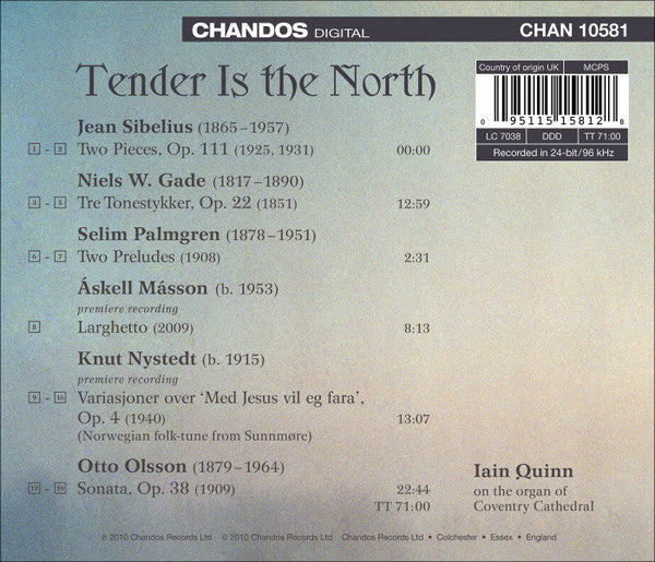 Iain Quinn : Tender Is The North: Iain Quinn Plays Nordic Organ Music On The Organ Of Coventry Cathedral (CD, Album)