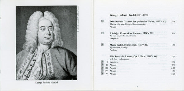 George Frideric Handel*, Julianne Baird, Tempesta Di Mare* : Flaming Rose (Nine German Arias / Trio Sonata In F / Trio Sonata In B Minor) (CD, Album)
