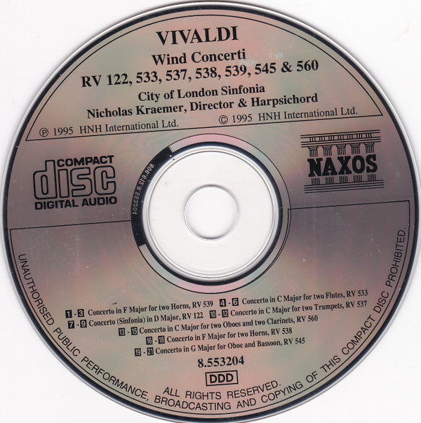 Vivaldi* - City Of London Sinfonia, Nicholas Kraemer : Wind Concerti RV 122, 533, 537, 538, 539, 545 &amp; 560 (CD, Album)