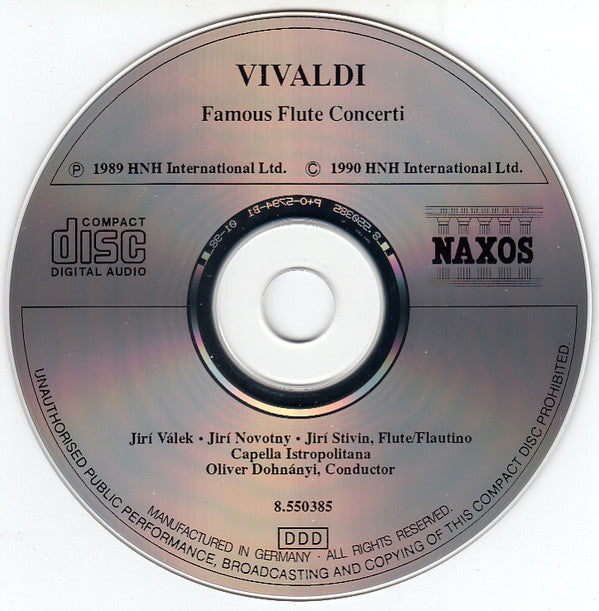 Vivaldi*, Jirí Válek* • Jirí Novotny* • Jirí Stivín*, Capella Istropolitana, Oliver Dohnányi* : Famous Flute Concerti (CD, Album)