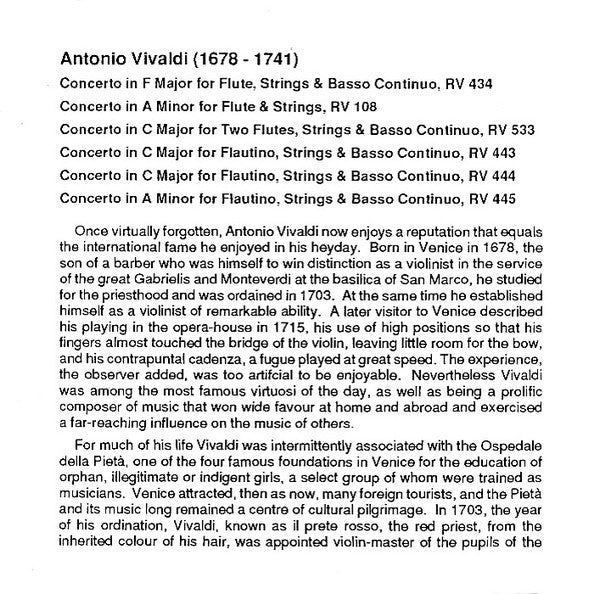 Vivaldi*, Jirí Válek* • Jirí Novotny* • Jirí Stivín*, Capella Istropolitana, Oliver Dohnányi* : Famous Flute Concerti (CD, Album)