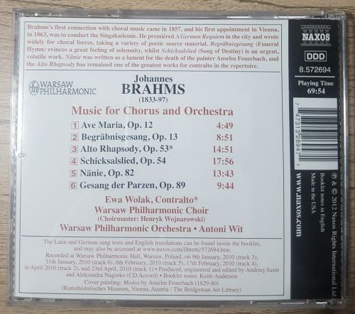 Brahms*, Ewa Wolak, Warsaw Philharmonic Choir* And Orchestra*, Antoni Wit : Music For Chorus And Orchestra (CD, Album)