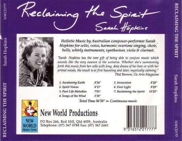 Sarah Hopkins : Reclaiming The Spirit (CD, Album)
