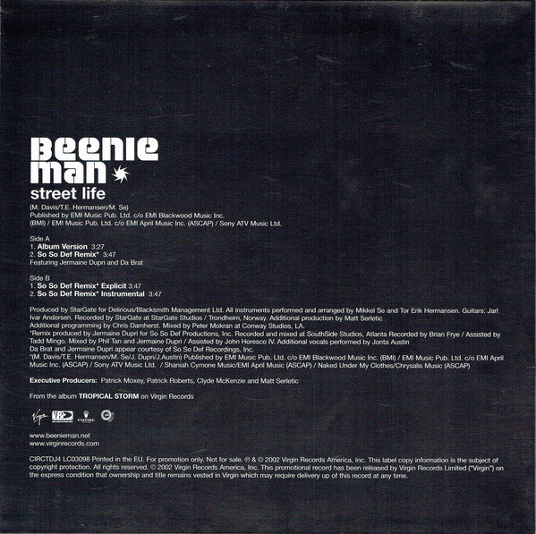 Beenie Man : Street Life (12&quot;, Promo)