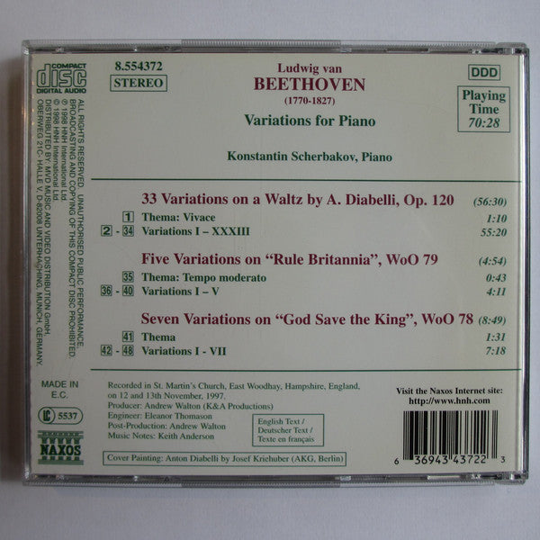 Beethoven* - Konstantin Scherbakov : Diabelli Variations / Variations On &quot;Rule Britannia&quot; / Variations On &quot;God Save The King&quot; (CD, Album)