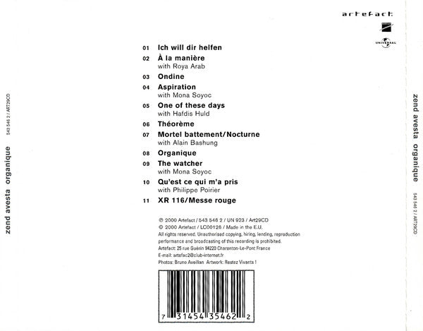 Zend Avesta : Organique (CD, Album)