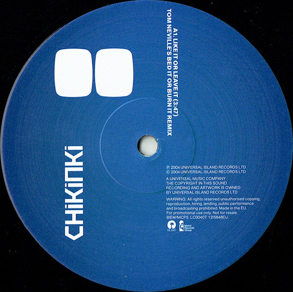 Chikinki : Like It Or Leave It (12&quot;, Promo)