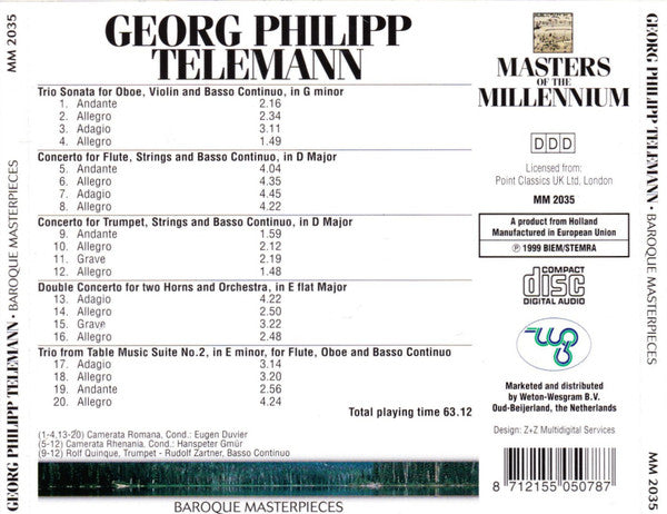 Georg Philipp Telemann : Baroque Masterpieces (CD, Comp)