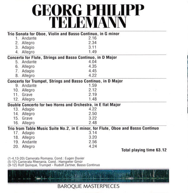 Georg Philipp Telemann : Baroque Masterpieces (CD, Comp)