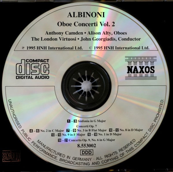 Albinoni*, Anthony Camden, Alison Alty, The London Virtuosi, John Georgiadis : Oboe Concerti Vol. 2 (CD, Album)
