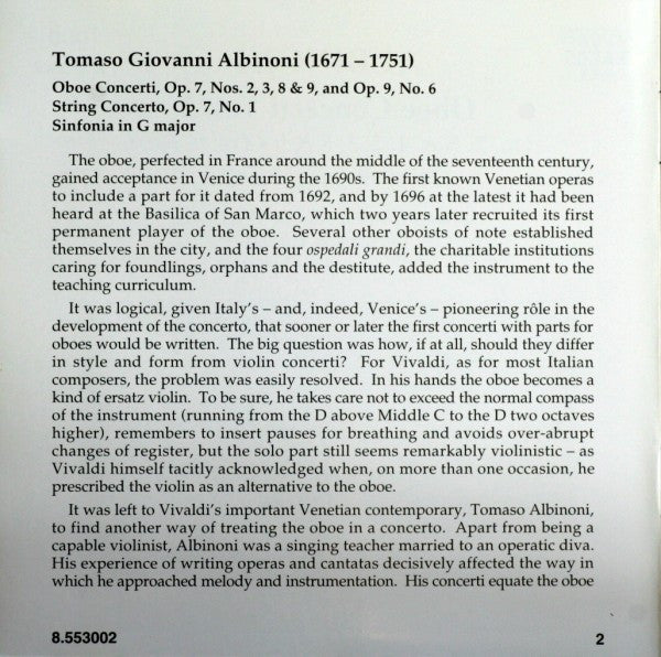 Albinoni*, Anthony Camden, Alison Alty, The London Virtuosi, John Georgiadis : Oboe Concerti Vol. 2 (CD, Album)
