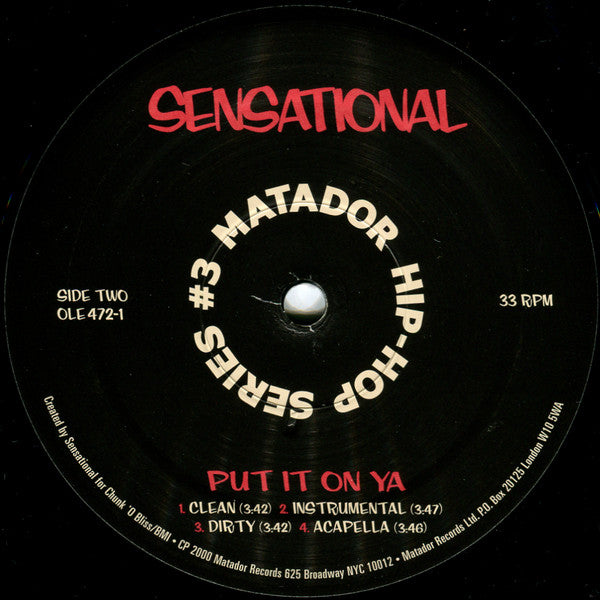 Sensational : Beat, Rhymes &amp; Styles (12&quot;)