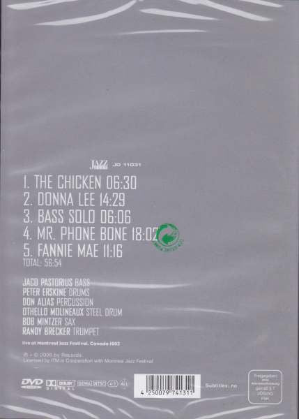 Jaco Pastorius : Live At Montreal Jazz Festival   (DVD-V, NTSC)