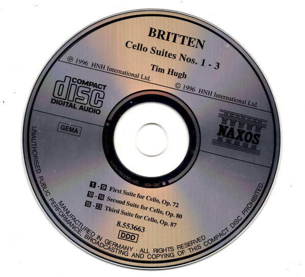Britten* - Tim Hugh : Cello Suites Nos. 1-3 (CD)