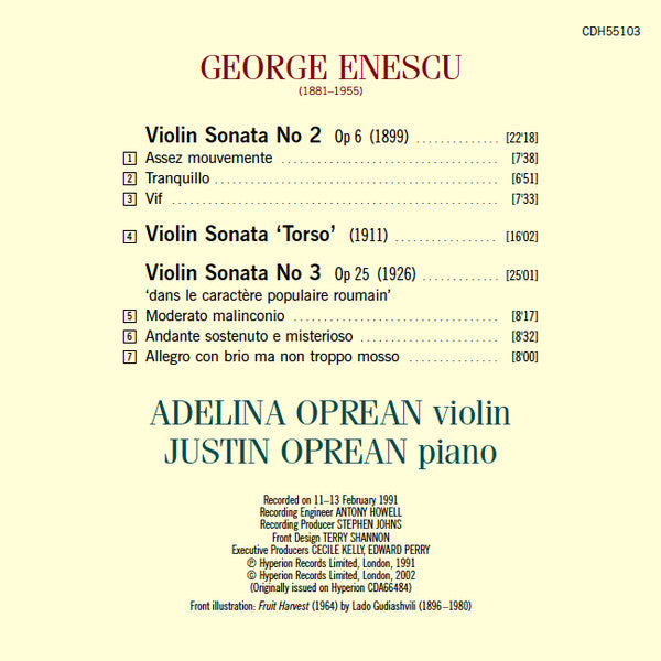 Enescu*, Adelina Oprean, Justin Oprean : Violin Sonatas (CD, Album, RE)
