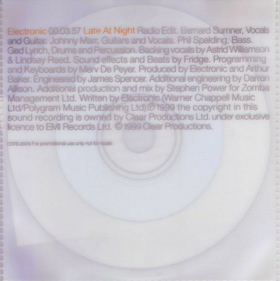 Electronic : Late At Night (Minimax, Single, Promo, PVC)