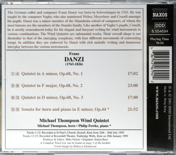 Franz Danzi - Michael Thompson Wind Quintet : Wind Quintets, Op. 68 / Sonata For Horn And Piano In E Minor, Op. 44 (CD)