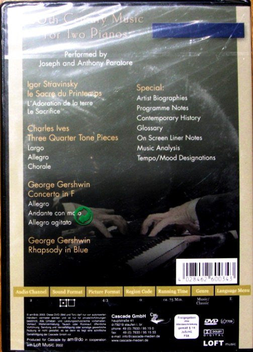 Igor Stravinsky, Charles Ives, George Gershwin - Anthony Und Joseph Paratore : 20th Century Music For Two Pianos (DVD-V, PAL)