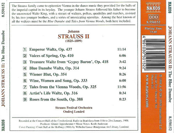Johan Strauss II* : The Blue Danube - Most Famous Waltzes (CD, Comp)
