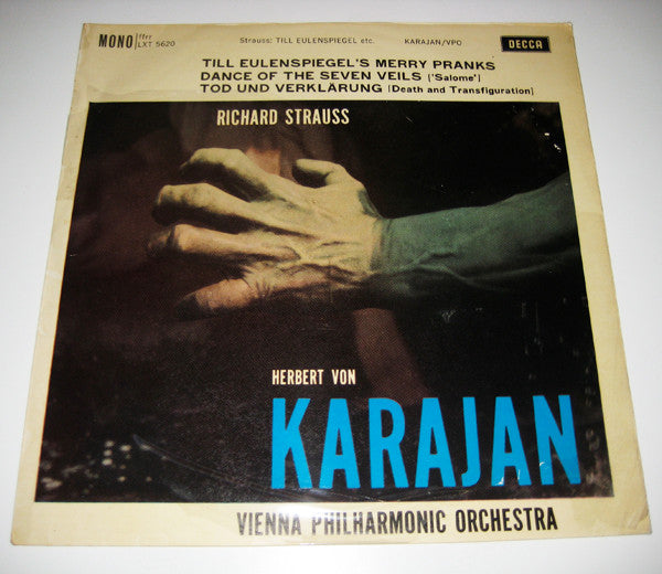 Richard Strauss, Herbert Von Karajan, Vienna Philharmonic Orchestra* : Till Eulenspiegel&#39;s Merry Pranks / Dance Of The Seven Veils / Tod Und Verklärung (LP, Mono)
