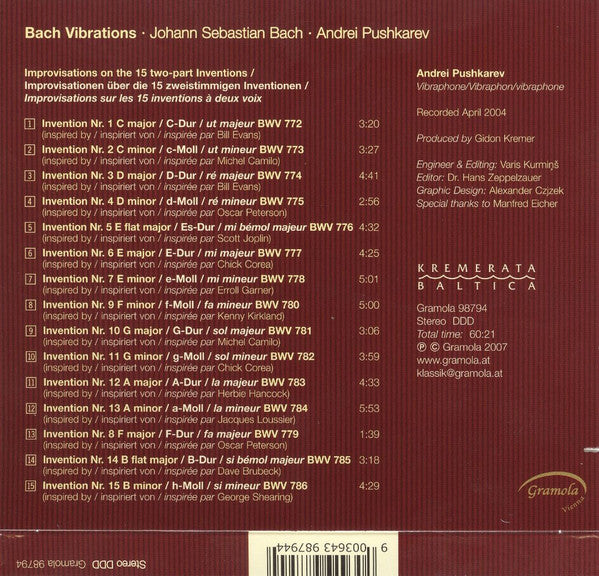 Johann Sebastian Bach, Andrei Pushkarev : Bach Vibrations (CD, Album)