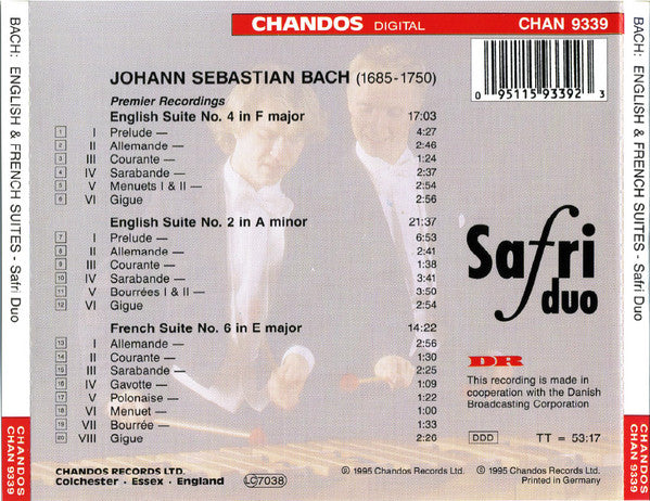Safri Duo, Bach* : English &amp; French Suites (Percussion Transcriptions) (CD, Album)