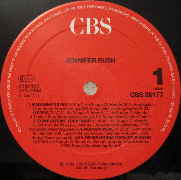Jennifer Rush : Jennifer Rush (LP, Album, RP)
