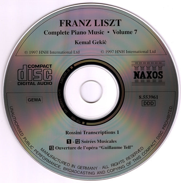 Franz Liszt, Kemal Gekić : Rossini Transcriptions: Soirées Musicales • Guillaume Tell Overture (CD, Album)