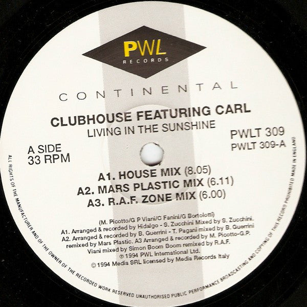Club House Featuring Carl Fanini : Living In The Sunshine (12&quot;)