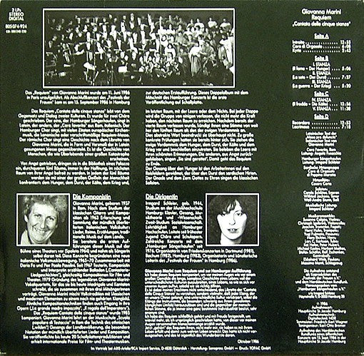 Giovanna Marini : Requiem (Cantata Delle Cinque Stanze) (2xLP, Album)