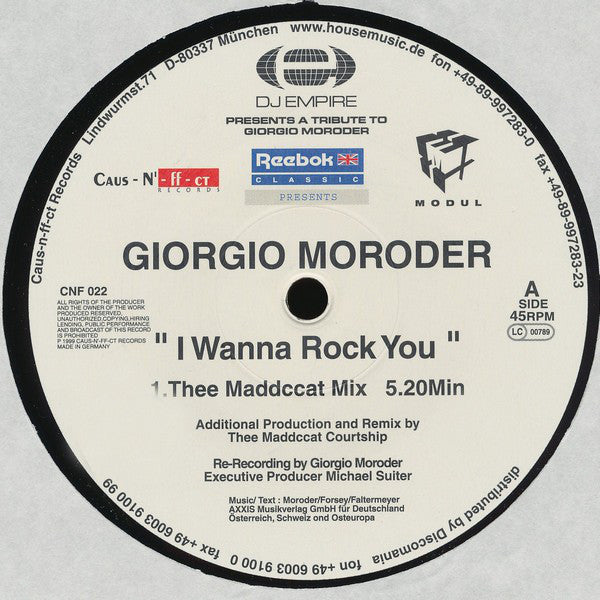 Giorgio Moroder : I Wanna Rock You (12&quot;)