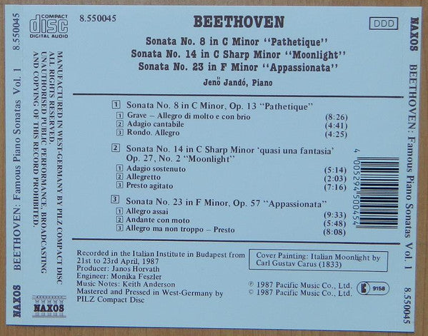 Ludwig Van Beethoven, Jenö Jandó : Famous Piano Sonatas (CD, Album, RE)