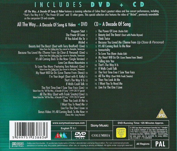 Céline Dion : All The Way... A Decade Of Song (CD, Comp + DVD, Comp, PAL)
