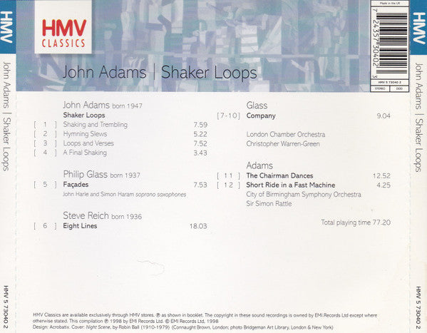 John Adams, Steve Reich, Philip Glass : John Adams / Shaker Loops (CD, Album, Comp)
