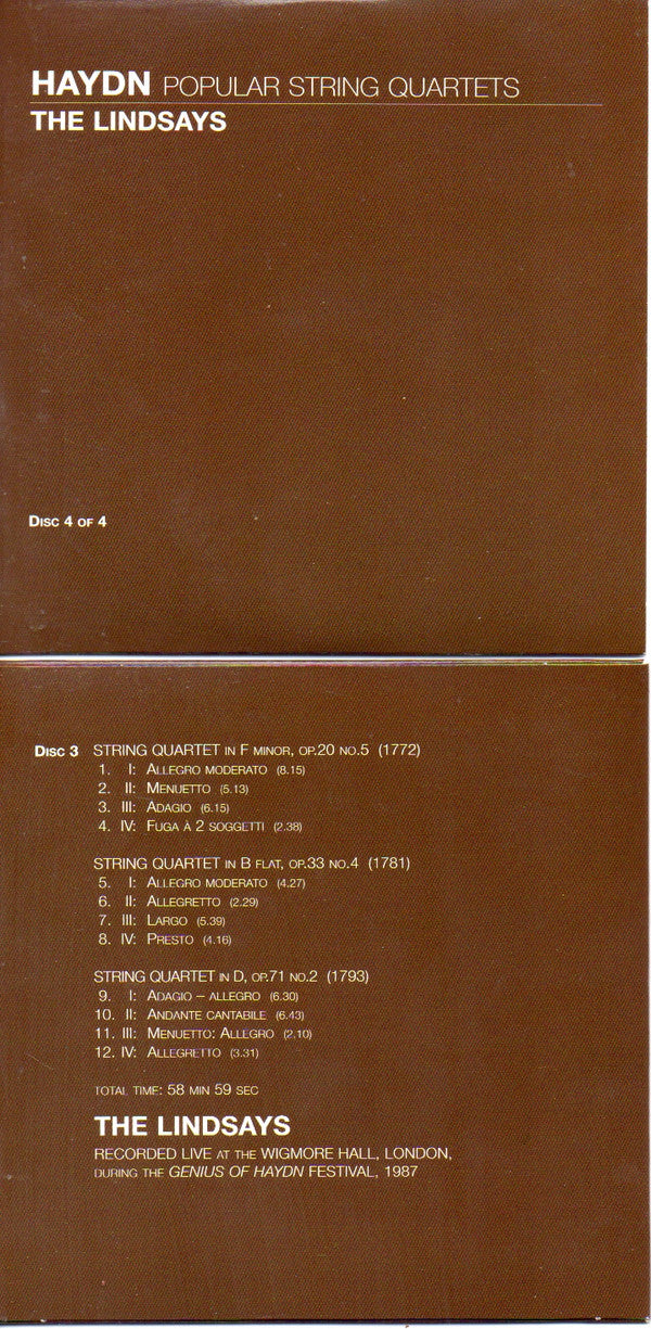 Haydn*, The Lindsays : Popular String Quartets (4xCD, Comp + Box)