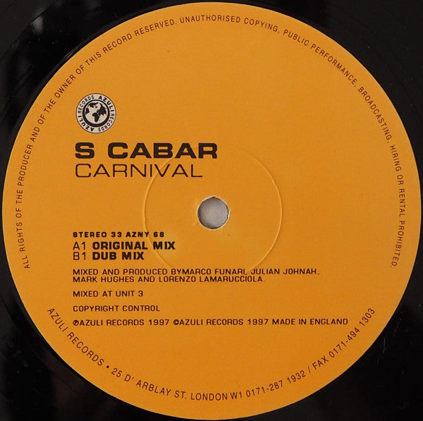 S. Cabar : Carnival (12&quot;)