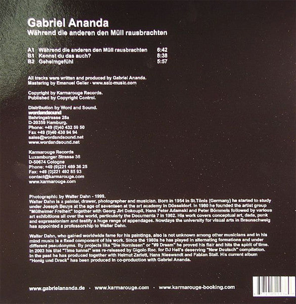 Gabriel Ananda : Während Die Anderen Den Müll Rausbrachten (12&quot;)